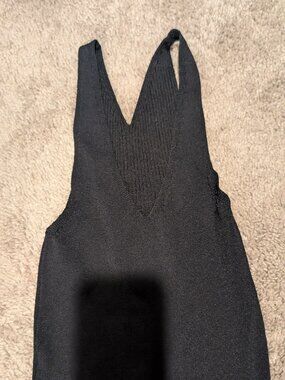 Women's Black Cropped Body Tight Tank FB County V-neck